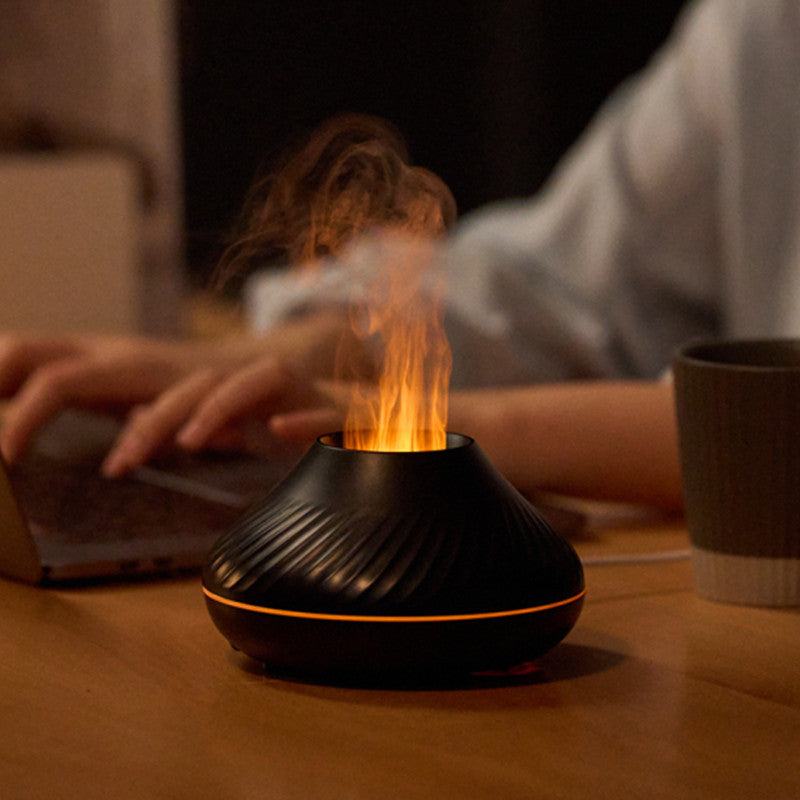 Date RVB Flamme Arôme Diffuseur 130Ml 3d Coloré Flamme Humidificateur Feu Volcan Diffuseur Flamme