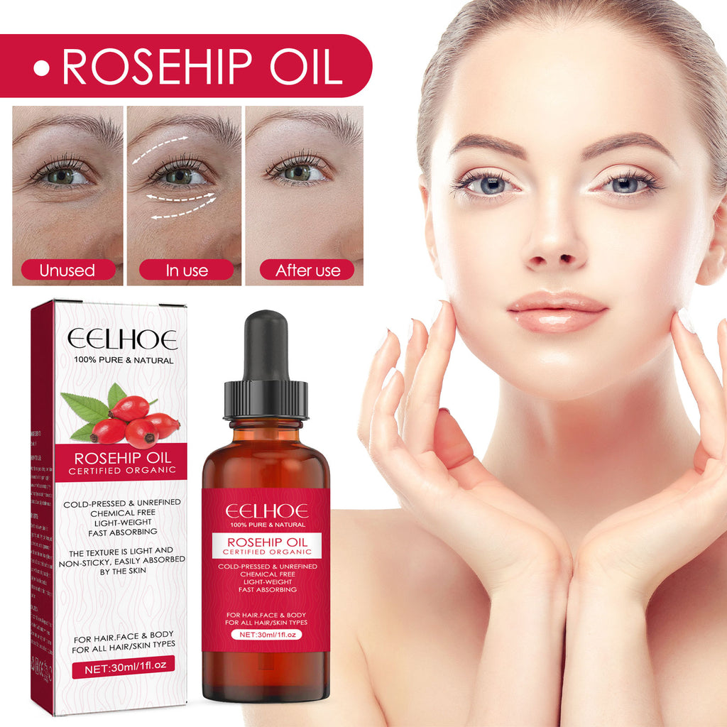 EELHOE Huile faciale de rose musquée pour l'hydratation du visage et du corps, soins nourrissants de la peau, soins capillaires lisses et huile de massage