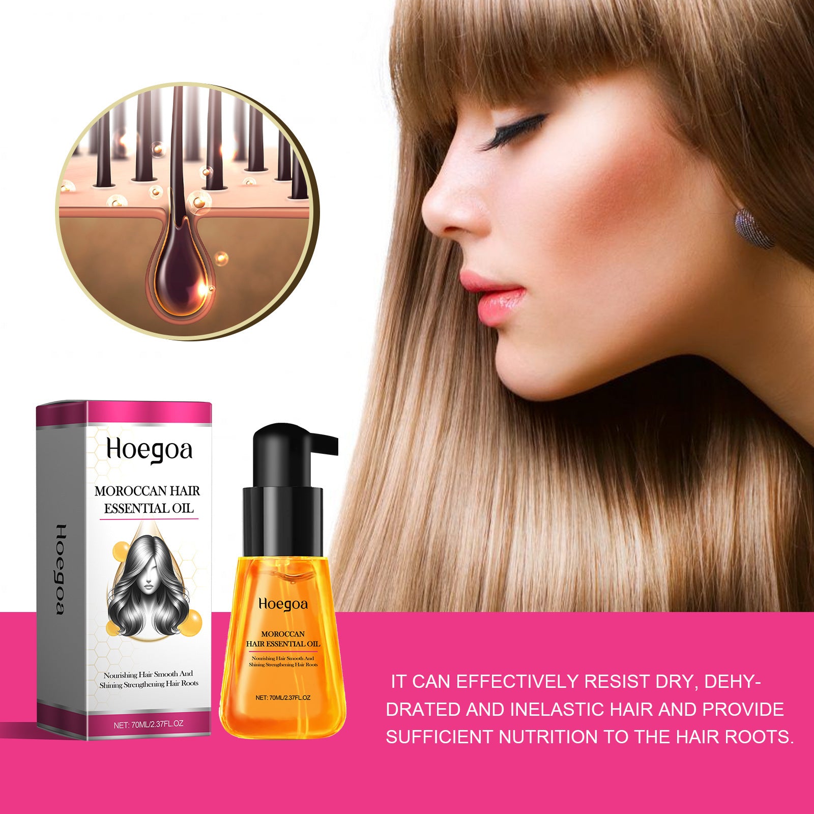 Huile essentielle de soin capillaire hydratante et réparatrice sèche et frizz