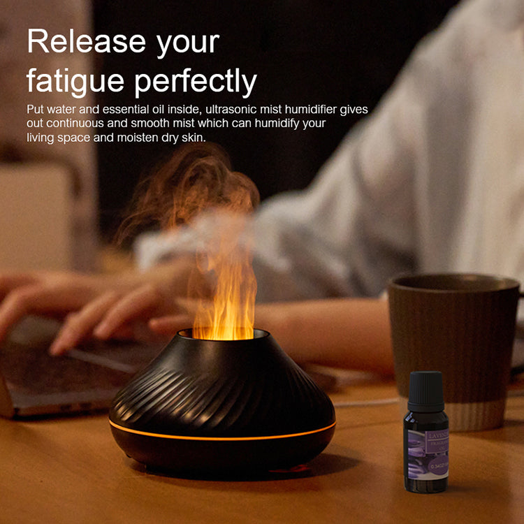 Date RVB Flamme Arôme Diffuseur 130Ml 3d Coloré Flamme Humidificateur Feu Volcan Diffuseur Flamme