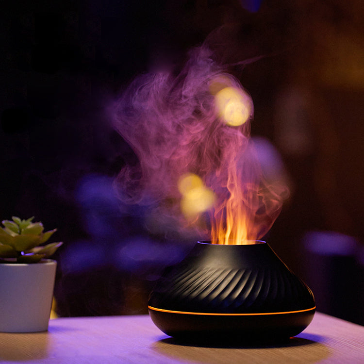 Date RVB Flamme Arôme Diffuseur 130Ml 3d Coloré Flamme Humidificateur Feu Volcan Diffuseur Flamme